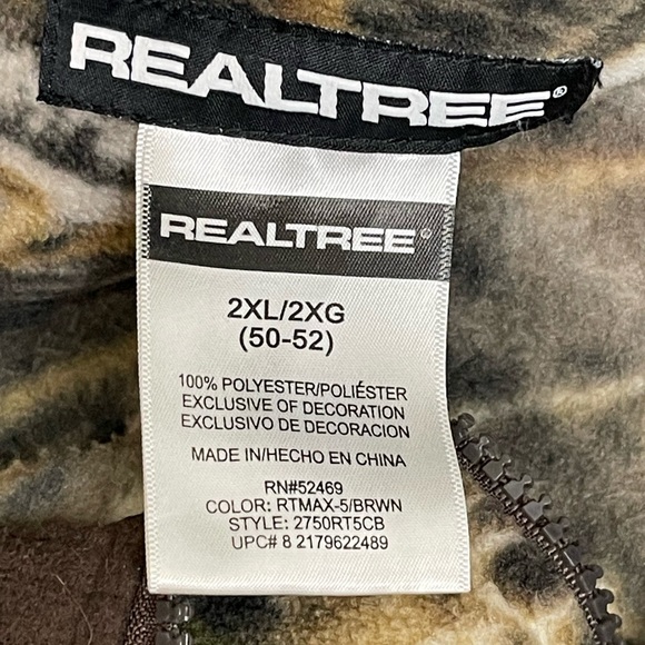 RealTree Max 5 Polyester RealTree, Men's LightWeight Full Zip Jacket. 2XL - Picture 5 of 5